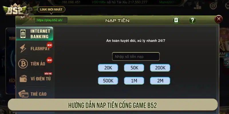 Hướng dẫn nạp tiền trên cổng game
